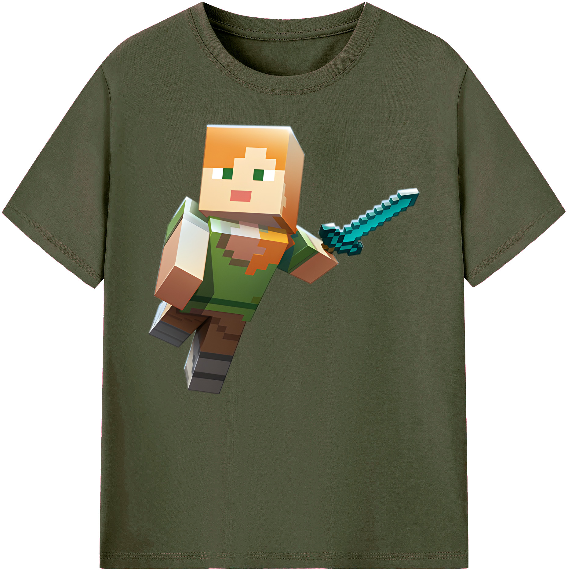 （画像用） マインクラフト ブロックの世界 Minecraft MC Block world 綿100％ メンズ半袖Tシャツ｜肌触りやわらか＆通気性
